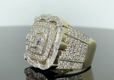 10K YELLOW GOLD 2.75 CARAT MENS REAL DIAMOND ENGAGEMENT WEDDING PINKY RING BAND