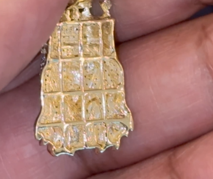 10K YELLOW GOLD .65 CARAT 1.25 INCHES NATURAL DIAMOND JESUS HEAD PENDANT CHARM