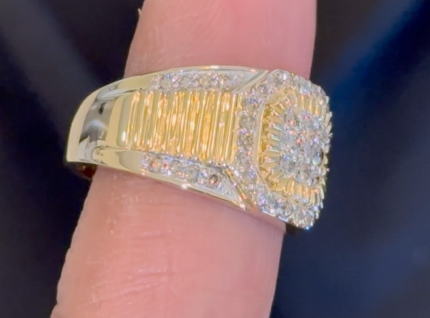 10K YELLOW GOLD 1.25 CARAT MENS REAL DIAMOND ENGAGEMENT WEDDING PINKY RING BAND