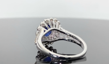 10K WHITE GOLD 2.50 CARAT DIAMOND & BLUE SAPPHIRE RING