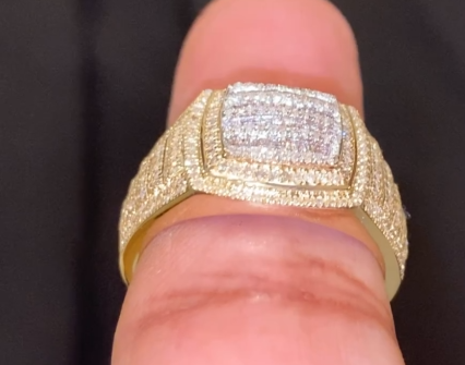 10K SOLID YELLOW GOLD 1.15 CARAT REAL DIAMOND ENGAGEMENT RING WEDDING PINKY BAND
