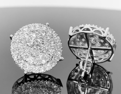 10K WHITE GOLD 2.75 CARAT MENS WOMENS 16 MM 100% GENUINE DIAMONDS EARRING STUDS
