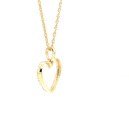 10K YELLOW GOLD .15 CARAT REAL DIAMOND HEART PENDANT NECKLACE WITH GOLD CHAIN