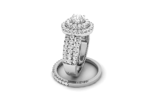 14K WHITE GOLD 2.25 CARAT REAL DIAMOND .55 CARAT SOLITAIRE ENGAGEMENT RING WEDDING BAND BRIDAL SET