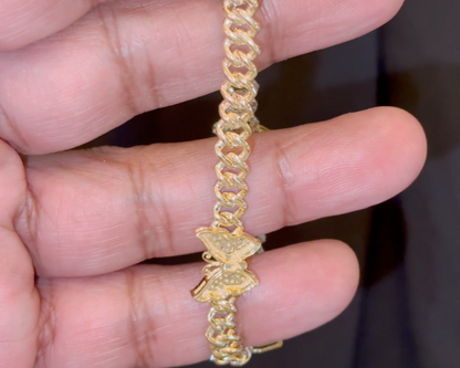 10K YELLOW GOLD 4 CARAT REAL DIAMOND 7 INCHES 15 MM WOMEN BUTTERFLY BRACELET