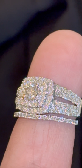 14K WHITE GOLD 2.25 CARAT NATURAL DIAMOND CENTER .55 CARAT ENGAGEMENT RING WEDDING BAND BRIDAL SET