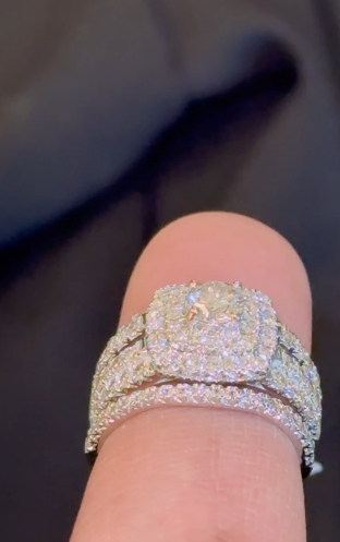 14K WHITE GOLD 2.25 CARAT NATURAL DIAMOND CENTER .55 CARAT ENGAGEMENT RING WEDDING BAND BRIDAL SET