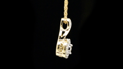 10K YELLOW GOLD .60 CARAT REAL DIAMOND EARRINGS & PENDANT NECKLACE SET WITH YELLOW GOLD CHAIN