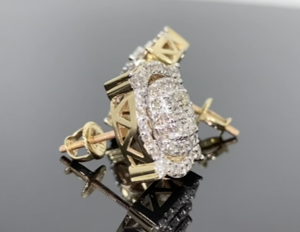 10K YELLOW GOLD 1.50 CARAT MENS WOMENS 13 MM 100% GENUINE DIAMONDS EARRING STUDS