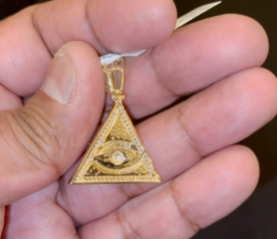 10K YELLOW GOLD .75 CARAT NATURAL DIAMONDS 1.75 INCHES PENDANT CHARM