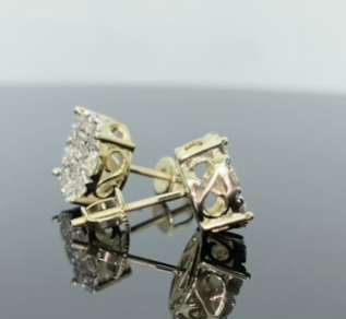 10K YELLOW GOLD 1.15 CARAT MENS WOMENS 9 MM 100% GENUINE DIAMONDS EARRING STUDS
