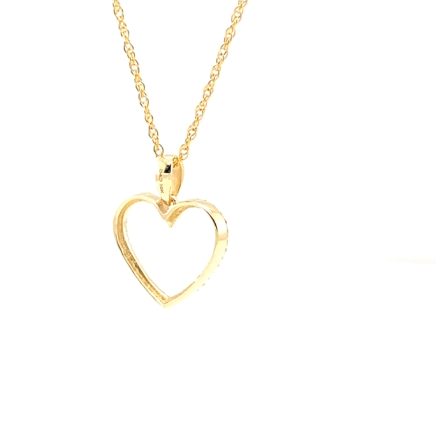 10K YELLOW GOLD .15 CARAT REAL DIAMOND HEART PENDANT NECKLACE WITH GOLD CHAIN