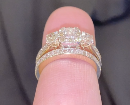 10K YELLOW WHITE GOLD 1.25 CARAT WOMEN PRINCESS DIAMOND ENGAGEMENT RING WEDDING BAND BRIDAL SET