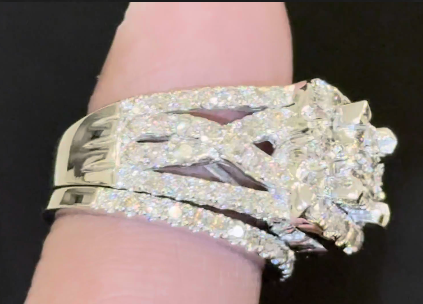 10K WHITE GOLD 2.50 CARAT WOMEN REAL DIAMOND ENGAGEMENT RING WEDDING BAND RING SET