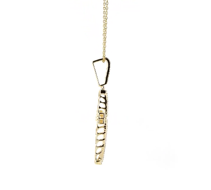 10K YELLOW GOLD 1.50 CARAT REAL DIAMOND 2.25 INCHES CROSS PENDANT CHARM