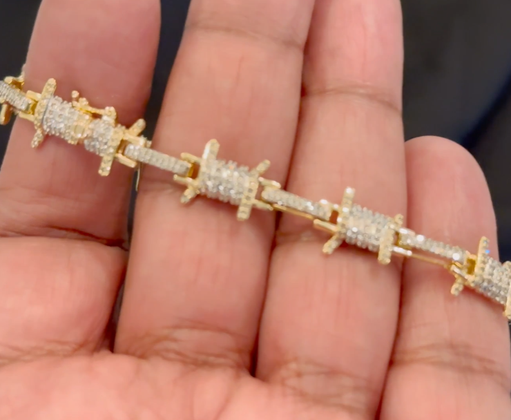 10K YELLOW GOLD 2.50 CARAT NATURAL DIAMOND 7.50 INCHES 10 MM BRACELET