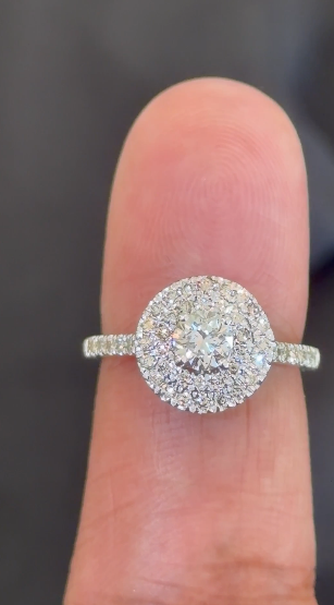 10K WHITE GOLD 1.25 CARAT NATURAL DIAMOND .50 CARAT CENTER ENGAGEMENT RING WEDDING RING BRIDAL