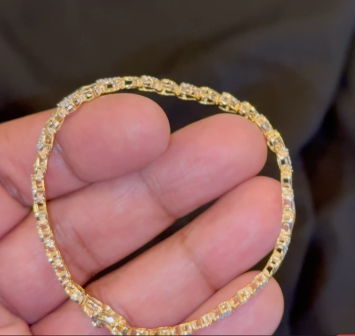 10K YELLOW GOLD 1.25 CARAT NATURAL DIAMOND 7 INCHES 5 MM WOMEN HEART BRACELET