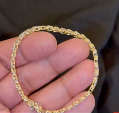 10K YELLOW GOLD 1.25 CARAT NATURAL DIAMOND 7 INCHES 5 MM WOMEN HEART BRACELET