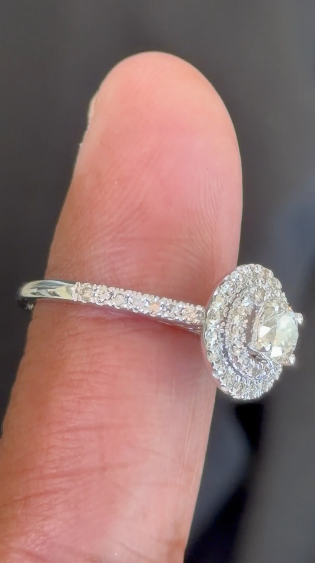 10K WHITE GOLD 1.25 CARAT NATURAL DIAMOND .50 CARAT CENTER ENGAGEMENT RING WEDDING RING BRIDAL
