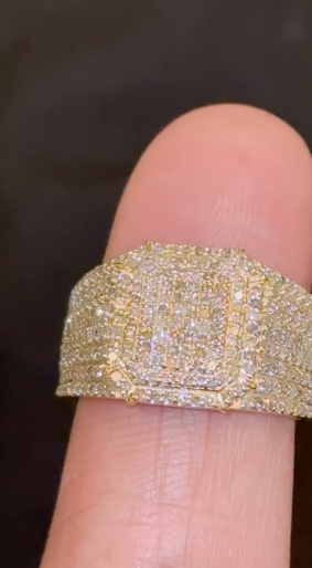 10K YELLOW GOLD 1.75 CARAT NATURAL DIAMOND ENGAGEMENT RING WEDDING PINKY BAND