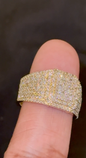 10K YELLOW GOLD 1.75 CARAT NATURAL DIAMOND ENGAGEMENT RING WEDDING PINKY BAND