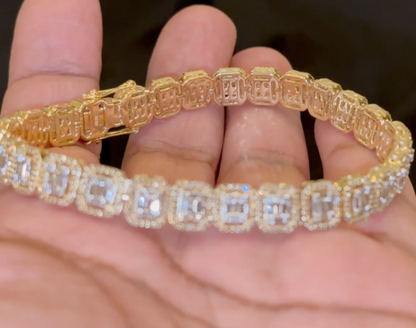 10K YELLOW GOLD 5 CARAT REAL DIAMOND 28.50 GRAMS 8 MM 8 INCHES BRACELET