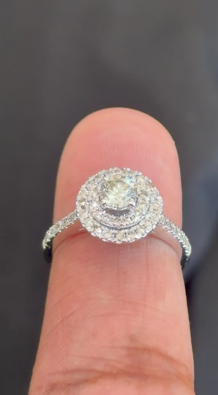 10K WHITE GOLD 1.25 CARAT NATURAL DIAMOND .50 CARAT CENTER ENGAGEMENT RING WEDDING RING BRIDAL