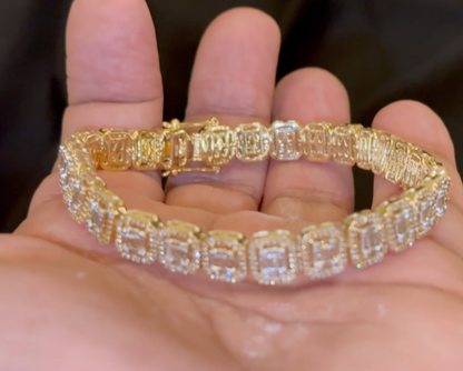 10K YELLOW GOLD 5 CARAT REAL DIAMOND 28.50 GRAMS 8 MM 8 INCHES BRACELET