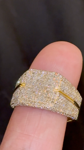 10K YELLOW GOLD 1.85 CARAT NATURAL DIAMOND ENGAGEMENT RING WEDDING PINKY BAND