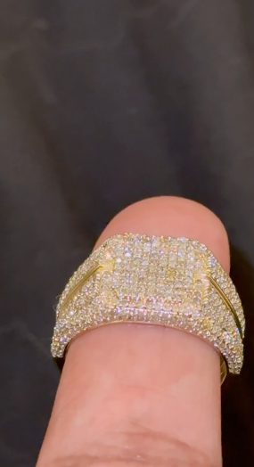 10K YELLOW GOLD 1.85 CARAT NATURAL DIAMOND ENGAGEMENT RING WEDDING PINKY BAND