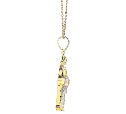 10K YELLOW GOLD .50 CARAT REAL DIAMOND 2 INCHES 7.74 GRAMS CROSS PENDANT CHARM