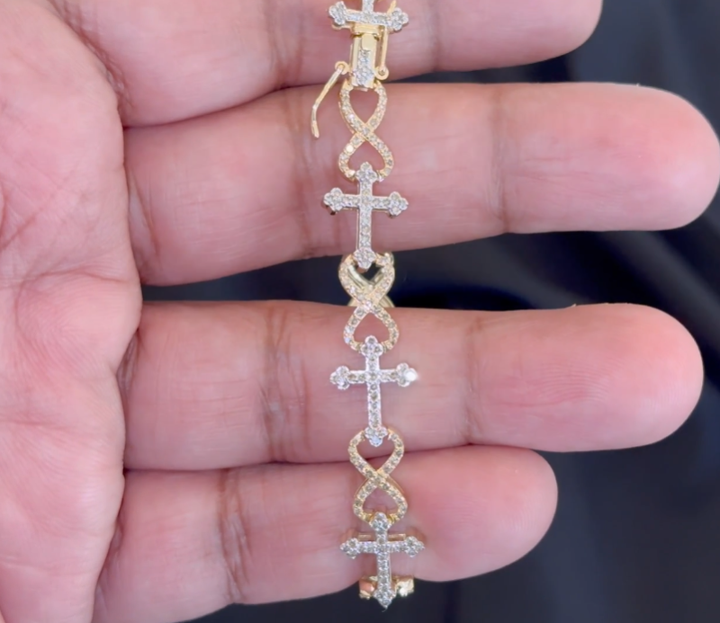 10K YELLOW GOLD 2.25 CARAT NATURAL DIAMOND 10.10 GRAMS 7 INCHES 10 MM BRACELET