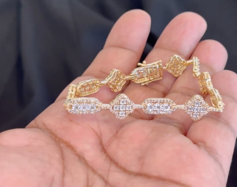 10K YELLOW GOLD 2.25 CARAT NATURAL DIAMOND 12.43 GRAMS 7 INCHES 10 MM WOMEN BRACELET