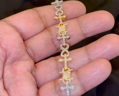 10K YELLOW WHITE GOLD 2.50 CARAT NATURAL DIAMOND 8 INCHES 10 MM BRACELET