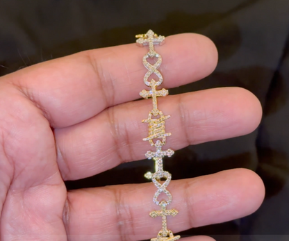 10K YELLOW WHITE GOLD 2.50 CARAT NATURAL DIAMOND 8 INCHES 10 MM BRACELET