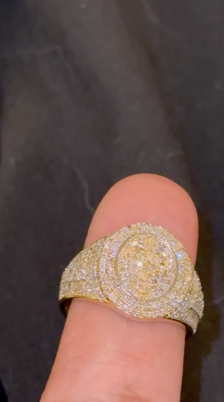 10K YELLOW GOLD 1.50 CARAT NATURAL DIAMOND CROSS ENGAGEMENT RING WEDDING PINKY BAND