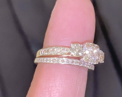 10K YELLOW WHITE GOLD 1.25 CARAT WOMEN PRINCESS DIAMOND ENGAGEMENT RING WEDDING BAND BRIDAL SET