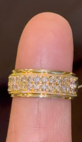 10K YELLOW GOLD 1.10 CARAT NATURAL DIAMOND ENGAGEMENT RING WEDDING PINKY BAND