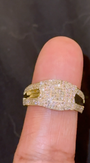 10K YELLOW GOLD 1 CARAT NATURAL DIAMOND ENGAGEMENT RING WEDDING PINKY BAND