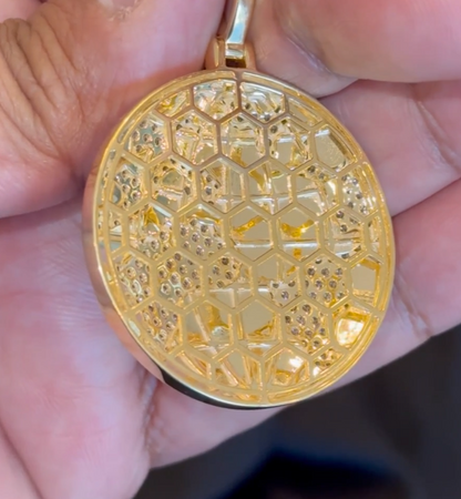 10K YELLOW GOLD 3.50 CARAT 2 INCHES NATURAL DIAMOND GLOBE PENDANT CHARM