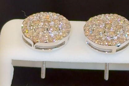 10K WHITE GOLD .85 CARAT MENS WOMENS 10 MM 100% GENUINE DIAMONDS EARRING STUDS