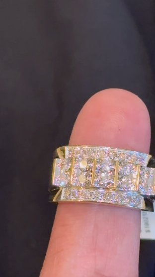 10K YELLOW GOLD 1.75 CARAT NATURAL DIAMOND ENGAGEMENT RING WEDDING PINKY BAND