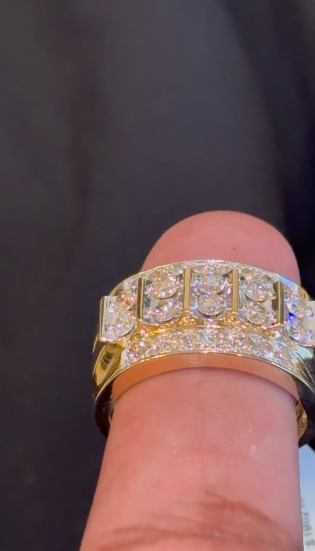 10K YELLOW GOLD 1.75 CARAT NATURAL DIAMOND ENGAGEMENT RING WEDDING PINKY BAND