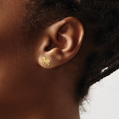14k Satin Diamond-cut Unicorn Post Earrings