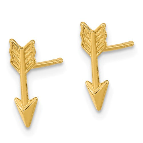 14k Gold Polished Arrow Post Earrings