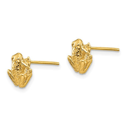 14k Mini Frog Post Earrings