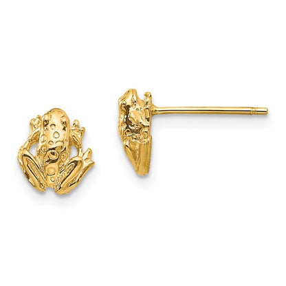 14k Mini Frog Post Earrings