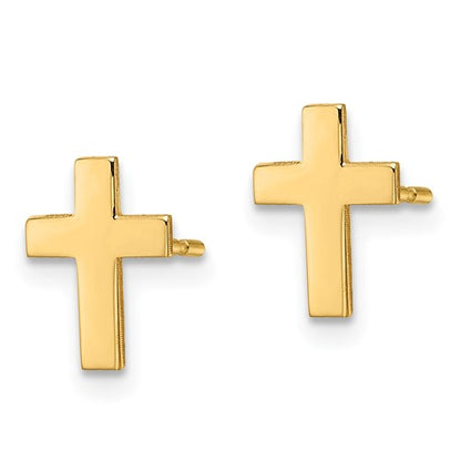 14k Polished Cross Earrings