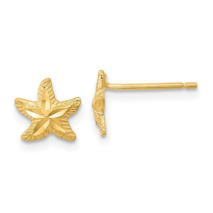 14k Polished Diamond-cut Starfish Post Earrings